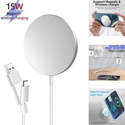 MagSafe Magnetic Charger USB/Type-C Charging Pad For iPhone 16 15 14 13 Pro Max - Image 1 of 4