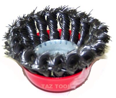 4 Pcs 3  Twist Cup Wire Wheel Brush 5/8  Arbor H-D Fits Most Angle Grinders • 23.78£