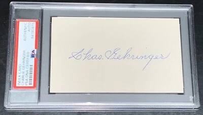 Charlie Gehringer Autographed Signed 3x5 Index Card Tigers HOF PSA - Image 1 of 2