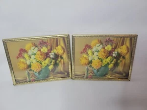 Set Of 2 Gold Toned Framed M Gernand Prints "Flowing Pot" 5" X 7" - Picture 1 of 6