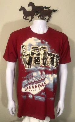 Mens- Las Vegas Nevada Print T-Shirt Size Large Pre Owned Red-nice Foto 1 de 4