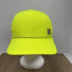 Carhartt Canvas Mesh Snapback Trucker Hat Cap Neon Yellow Safety High Visibility - Picture 1 of 10