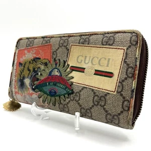 GUCCI Geldbörse Kurier GG Supreme Löwe UFO Reißverschluss PVC lange Geldbörse authentisch aus Japan - Bild 1 von 24