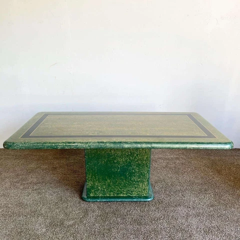 Art Deco Faux Green Marble Rectangular Dining Table Cover