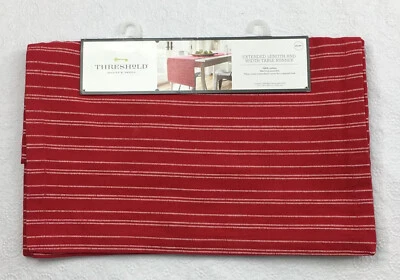 Rectangular 20x90 Threshold Red White Stripe Cotton Table Runner Washable New - Image 1 of 3