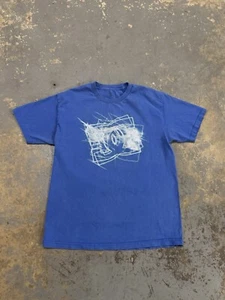 Vintage Distressed Blue DC Shoes Lighting Y2K Grunge Skater Graphic Shirt-Size L - Picture 1 of 6