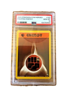 VINTAGE Fighting Energy #127 - PSA GEM MT 10 - 2000 Gym Heroes UNLMTD - Pokemon - Picture 1 of 3