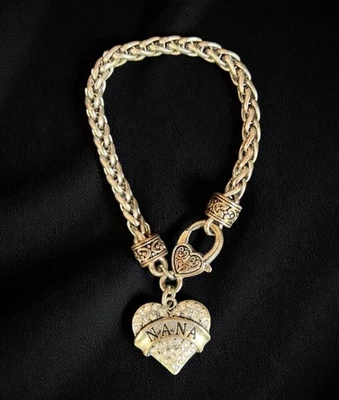 NANA Corazón Dije 8” Pulsera Tono Plata Cadena con Cristales Regalo para Abuela Foto 1 de 4