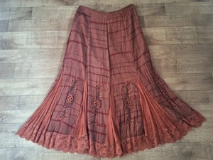 PER UNA @ M&S y2k Orange Rust Floral Embroidered Maxi Skirt UK 14 L EU 42 USA 10 - Picture 1 of 21