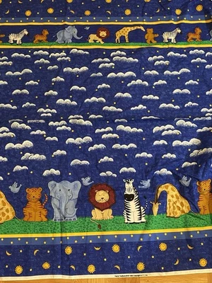 1999 Fabric Traditions Blue CELESTIAL ANIMALS  Cotton Fabric 46” x 3.6 Yards VTG - Image 1 of 4