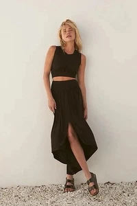 Free People FP Beach Morningside Hi Low Skirt Size XS BLACK - Picture 1 of 8