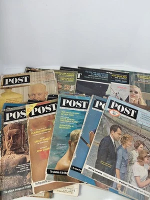 VINTAGE 1960 SATURDAY EVENING POST LOT OF 16 ADVERTISING, HISTORY, COVER ART - Image 1 of 4
