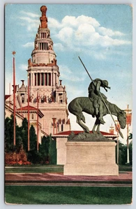 End of the Trail Statue & Tower of Jewels San Francisco 1915 Vintage Postkarte - Bild 1 von 2