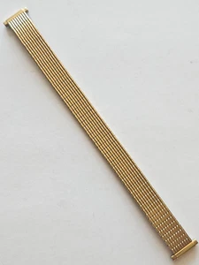 11mm - 16mm - Gold Metal Elastic Watch Strap ( 6" Long / Adjustable Ends ) - Picture 1 of 5
