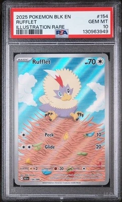 2025 Pokemon Black Bolt Rufflet Illustration Rare #154 PSA 10 - Image 1 of 2