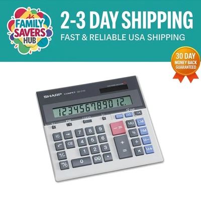 QS-2130 12-Digit Commercial Calculator with Kickstand - Solar & Battery Powered - Image 1 of 4