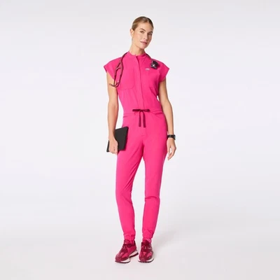 NWT FIGS Rafaela Cargo ScrubJumpsuit™-Shocking Pink - Image 1 of 4