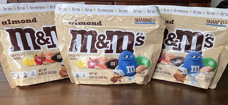 3 Bags Almond Chocolate M&Ms (8.6 Ounce Bags) BB 9/26