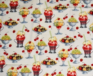 Michael Miller Sundaes Cotton Fabric 2 Yards x 44" RARE HTF Vintage Ice Cream - Picture 1 of 3