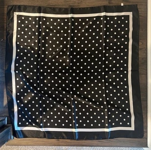 Polka Dot Square Scarf 35x35 Black And White Unbranded - Picture 1 of 1