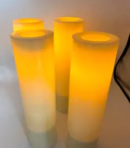 Pottery Barn Standard Flameless Outdoor Pillar Candles 3.25" x 12" Set of 4 NOB - Picture 1 of 18