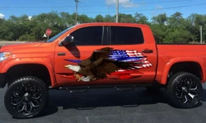 US Flag Car wrap, 3D Bold eagle Ripped Metal Full Color Car Vinyl Design - Picture 1 of 12