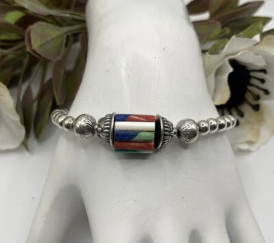 Carolyn Pollack Sterling Gemstone Spinner Toggle Bracelet 7.5” - Image 1 of 4