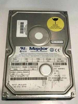 MAXTOR 51536W3 13A 62A 3EA DAC10SC0 15GB IDE HARD DRIVE                   aa5ge6 - Image 1 of 2