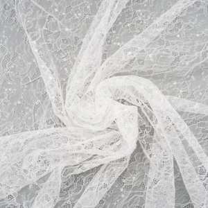 Tüll-Spitze Pailletten Glitzer Brautkleid Ivory Stoff  (35,90€/m) Art. 1103 - Bild 1 von 6