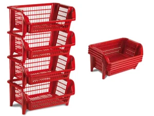 CESTA Cestino MAGIC MILLEUSI SOVRAPPONIBILE bianco o rosso STEFANPLAST  - Imagen 1 de 7