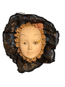 Lady Face Mask Unique UCGC 1989 Vintage Wall Decor Wall Hanging Lace - Picture 1 of 6