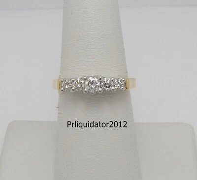 1/2CT Natural Diamond Shared Prong Anniversary Wedding Band Ring 18K Yellow Gold - Image 1 of 4