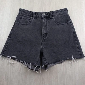 Sportsgirl Denim Shorts Women's Size 8 High Rise Cut-off A-Line No Stretch Black - Picture 1 of 7