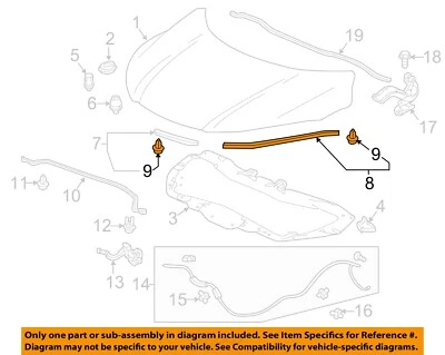 Componentes del capó del capó HONDA OEM 16-22 HR-V - Delantero W'strip 74142T7JH00 Foto 1 de 2