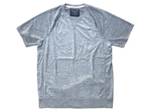 Abercrombie Fitch AF Mens M Heather Gray Fleece Short Raglan Sleeve Crew T-Shirt - Picture 1 of 5