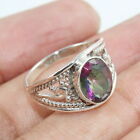 MYSTIC QUARTZ Natural Pure 925 solid Silver handmade RING Size 6 Christmas