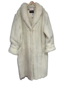 Monterey Fashions Faux Fur Coat Cream/White Full Length Vintage 1X - Picture 1 of 13