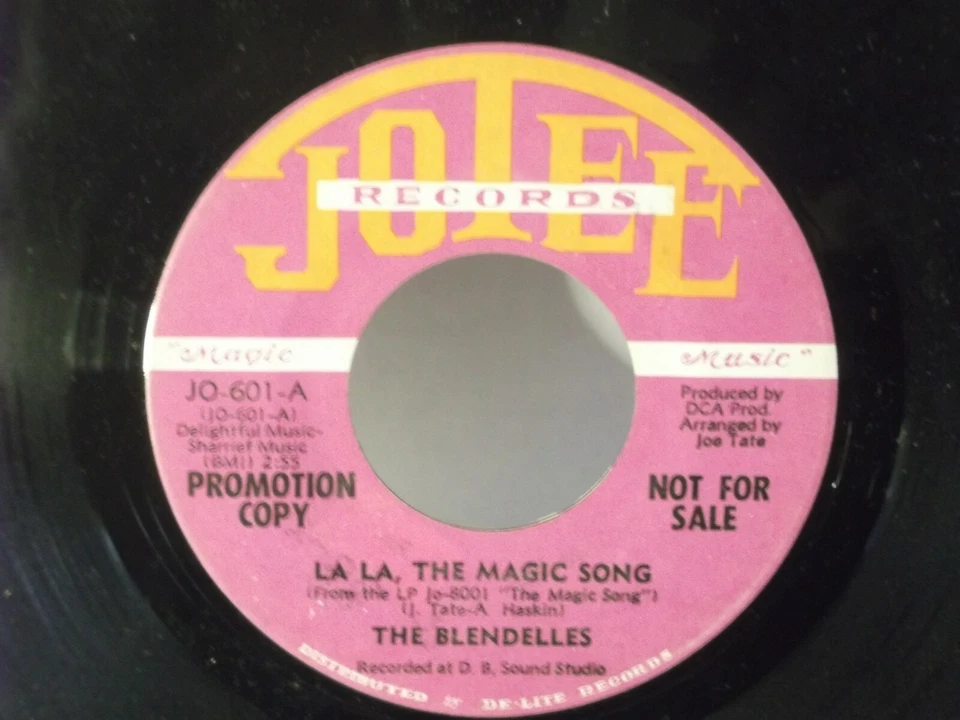 The Blendelles,Jotee 601,"La La, The Magic Song",US,7"45,PROMO,1961 deep soul,M - Image 1 of 2