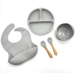 Vajilla Bebe Silicona con Ventosa , Plato, Bowl , Tenedor, Cuchara - Imagen 1 de 6