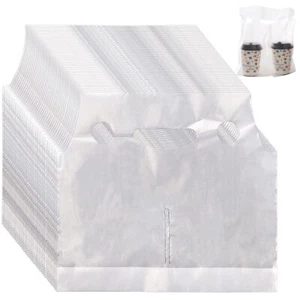 200 Pack Drinking Bags 12" L x 11" H Cup Carrier with Handle for Beverage Cof... - Picture 1 of 8