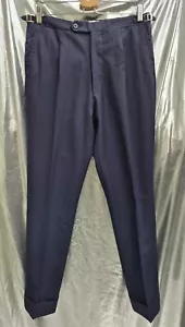 Orazio Luciano TROUSERS W34 L32 R12" navy blue wool pleated VGC - Picture 1 of 10
