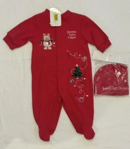 NEW STARTING OUT MY 1ST CHRISTMAS FOOTED SLEEPER PAJAMA NEWBORN NB BABY BOY GIRL - Picture 1 of 7