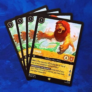 4x JUEGO Protector Orgullo Simba Lorcana Disney 20 Set 6 Azurita Rey León Marino - Imagen 1 de 3