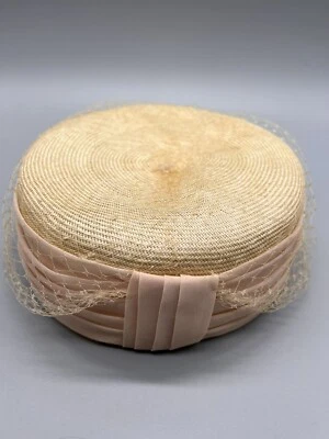 Ladies Rosalyn Hat with Ribbon and Netting. Very MCM. Great Condition - Image 1 of 4