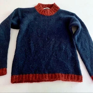 Babe & Tess boys navy brown designer alpaca wool blend sweater size 10 - Picture 1 of 7