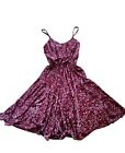 Vintage Union Made 70s Chiffon Flare Dress Sundress Strappy Floral Burgundy Sz 5