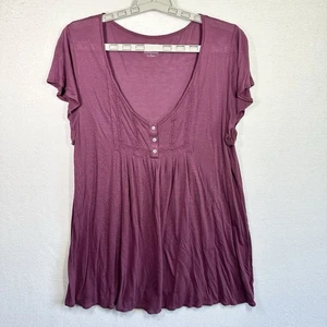 Converse One Star Flowy Top Womens L Purple Short Sleeve Lightweight Sheer Rayon - Picture 1 of 7