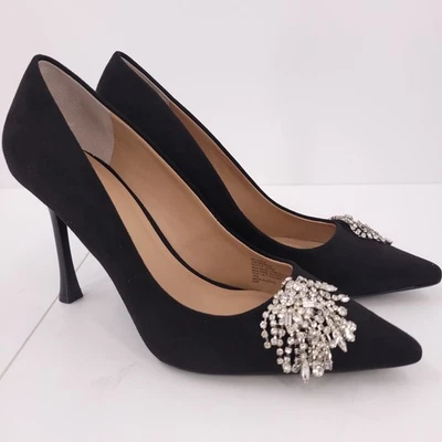 Zapatos de salón INC Saija negros tacón de aguja sin cordones punta puntiaguda estrás para mujer NUEVO Foto 1 de 4