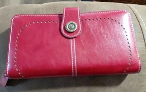 Damen RFID Antimagnetische Geldbörse Kunstleder Bilfold Rot Druckknopf Reißverschluss  - Bild 1 von 11