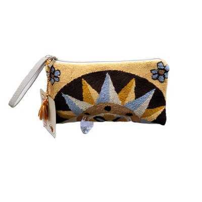 Bolso Bandolera Colombiano Wayuu Pequeño Hecho a Mano Boho con Borlas Coloridas Foto 1 de 4